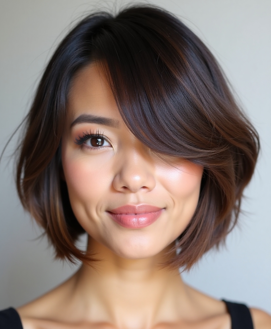 An asymmetrical bob with one longer side