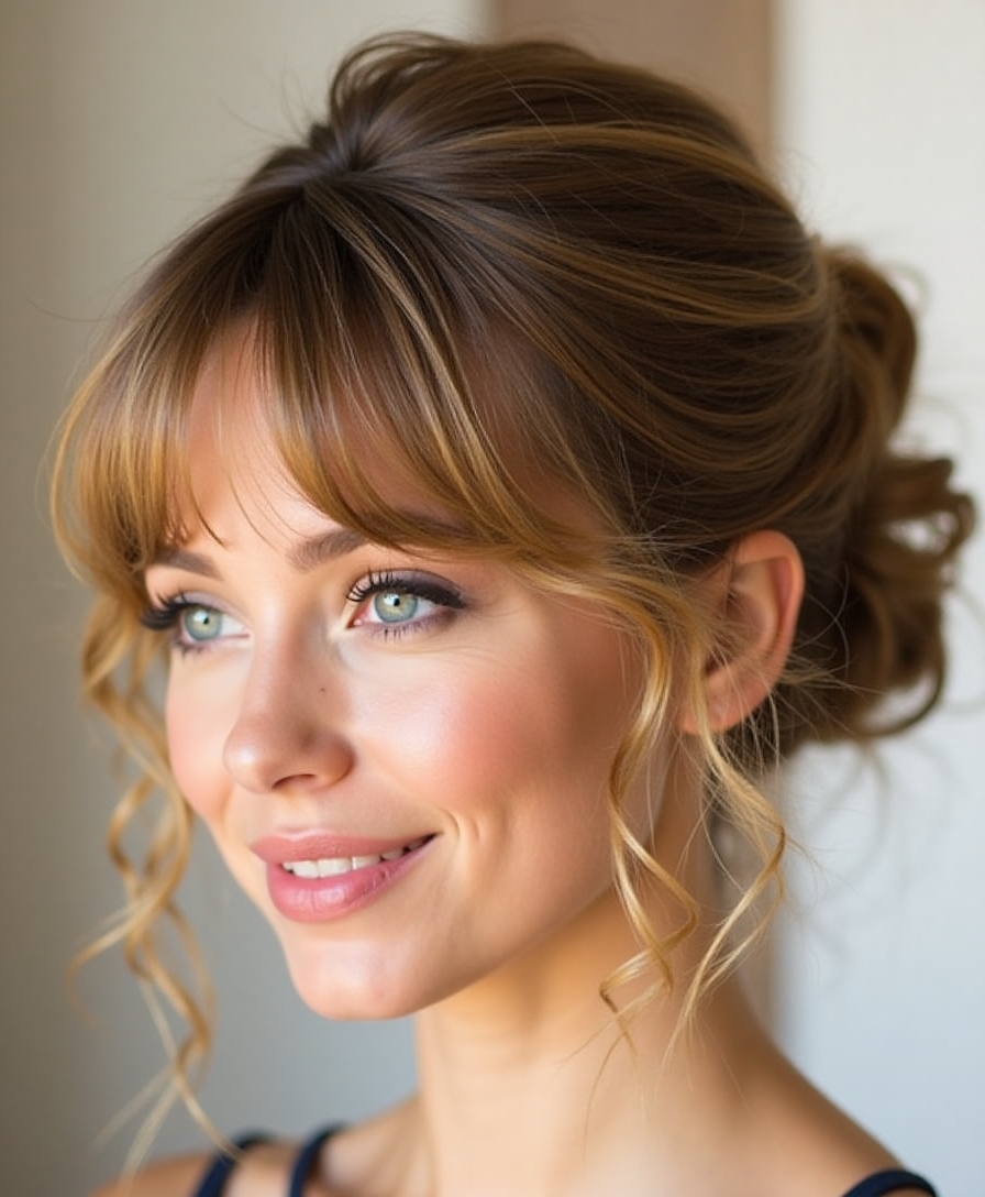 bangs styled in updos