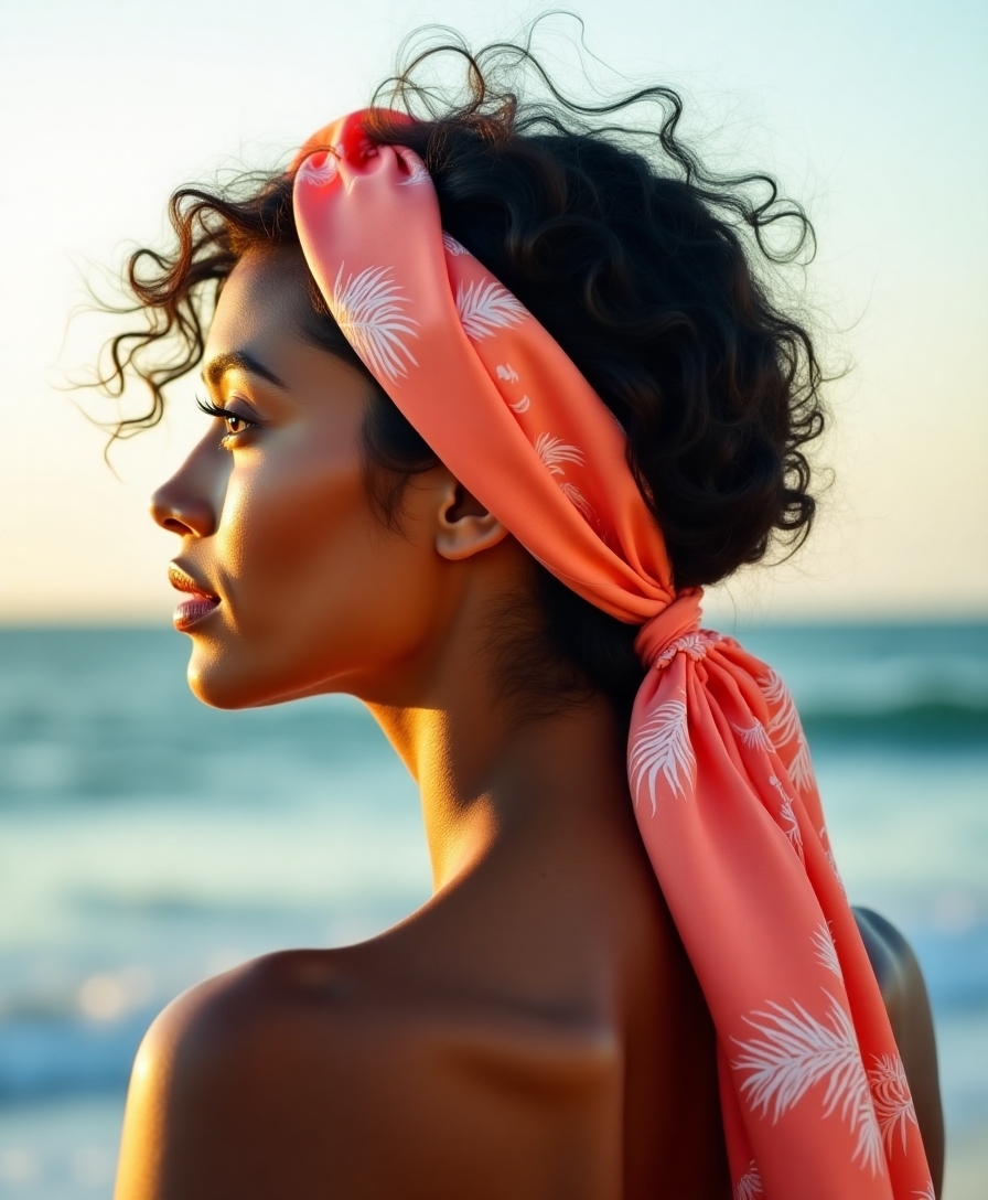 A beach-ready protective head wrap