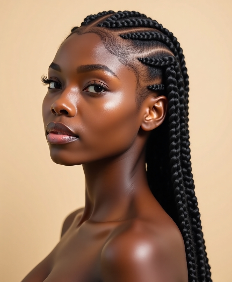 bold cornrows with symmetry