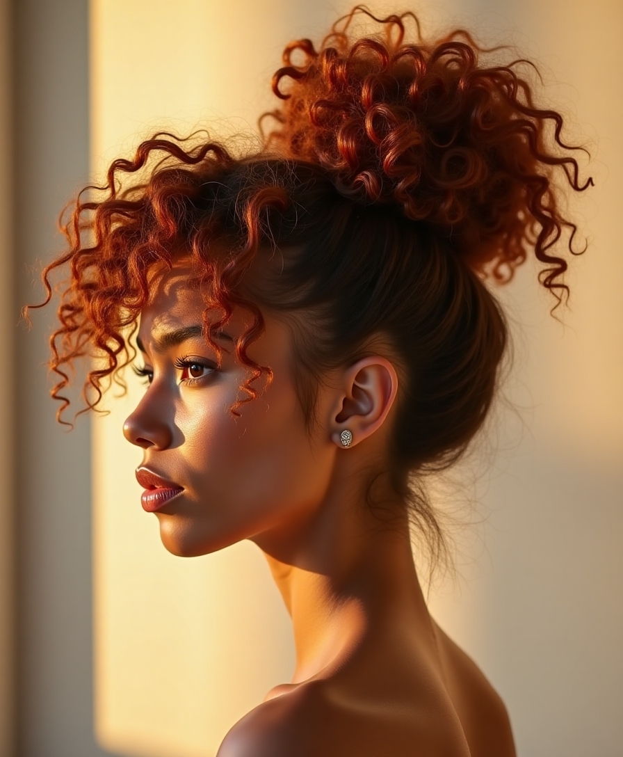 Curly messy bun
