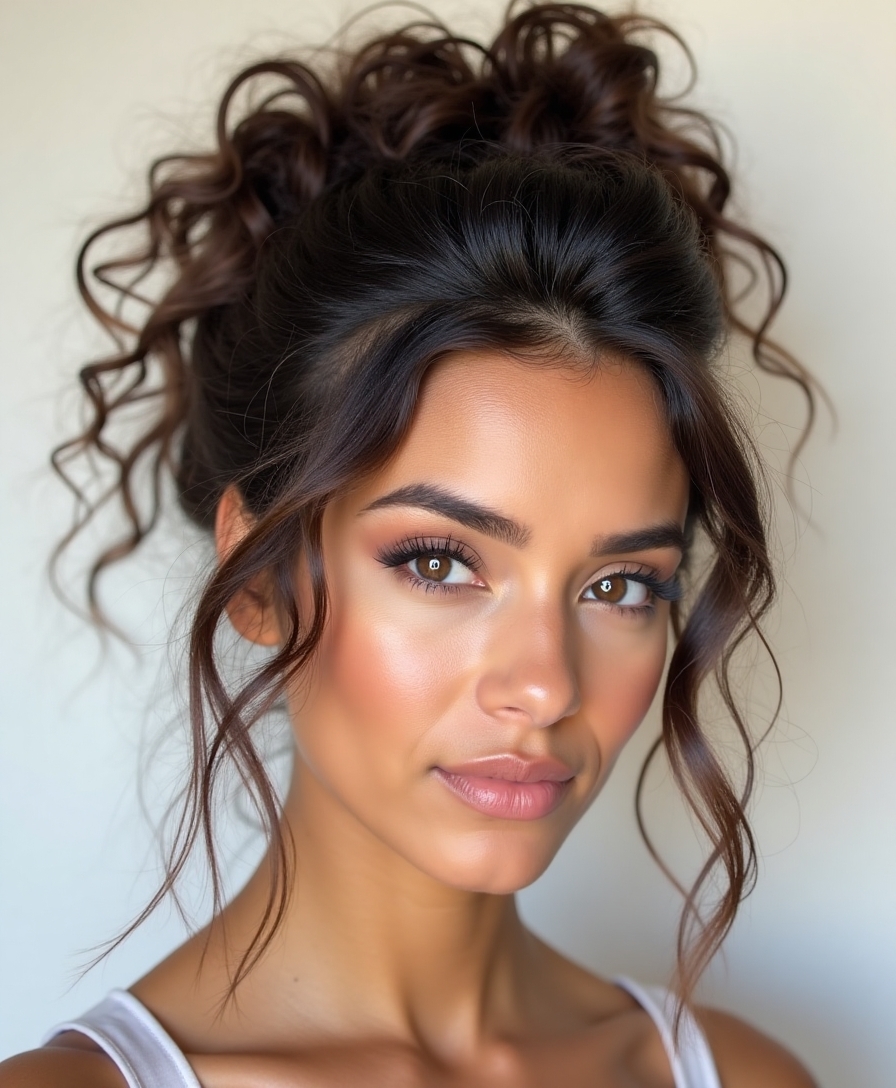 curly updo with bobby pins
