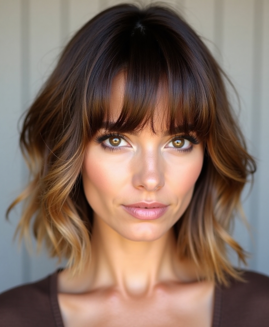 Curtain bangs and bob
