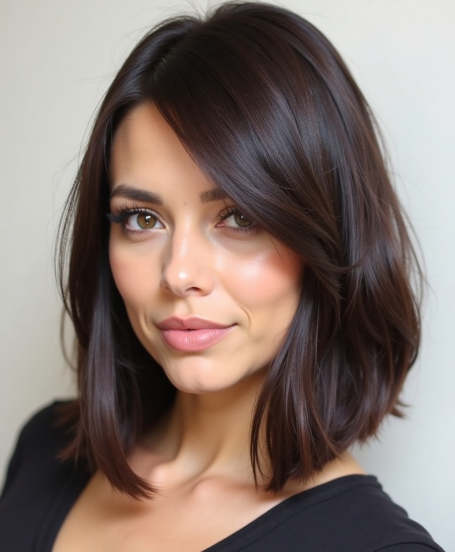 A deep side part with a sleek finish