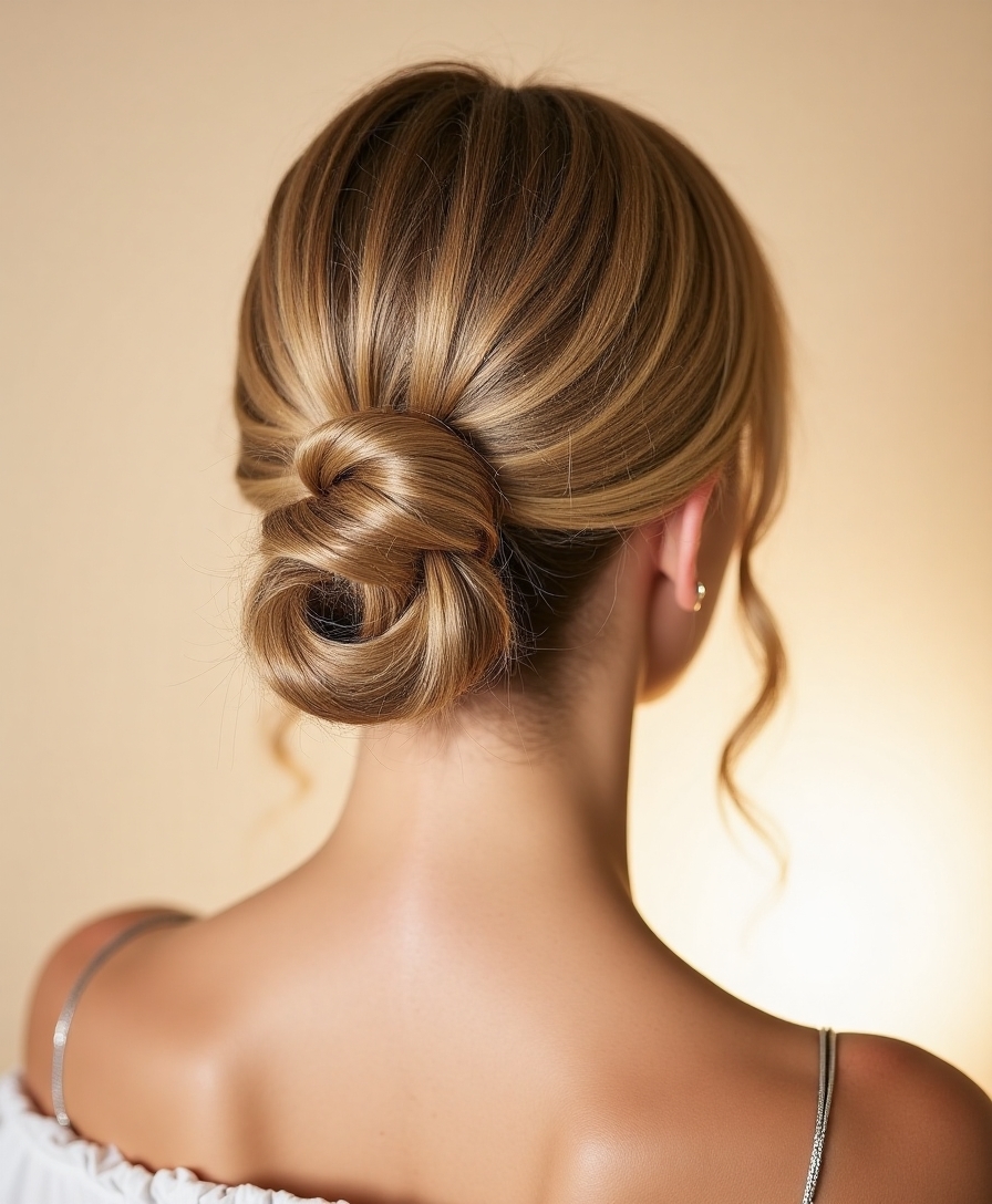 Classic low messy bun