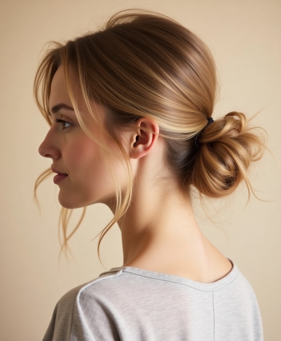 Messy low bun