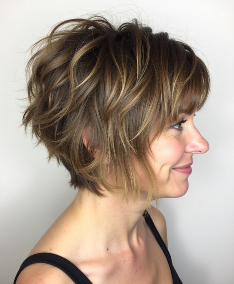 Short shag haircut finished with soft wispy ends