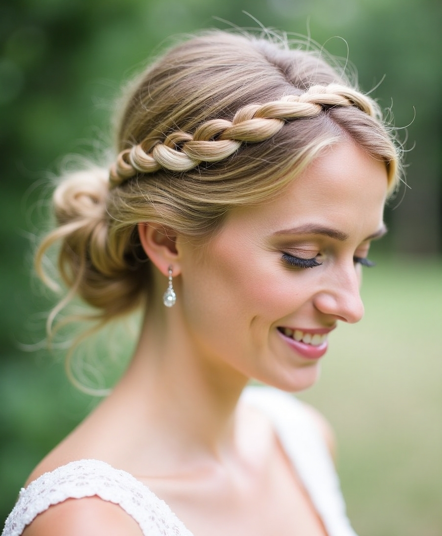 elegant braided crown updo