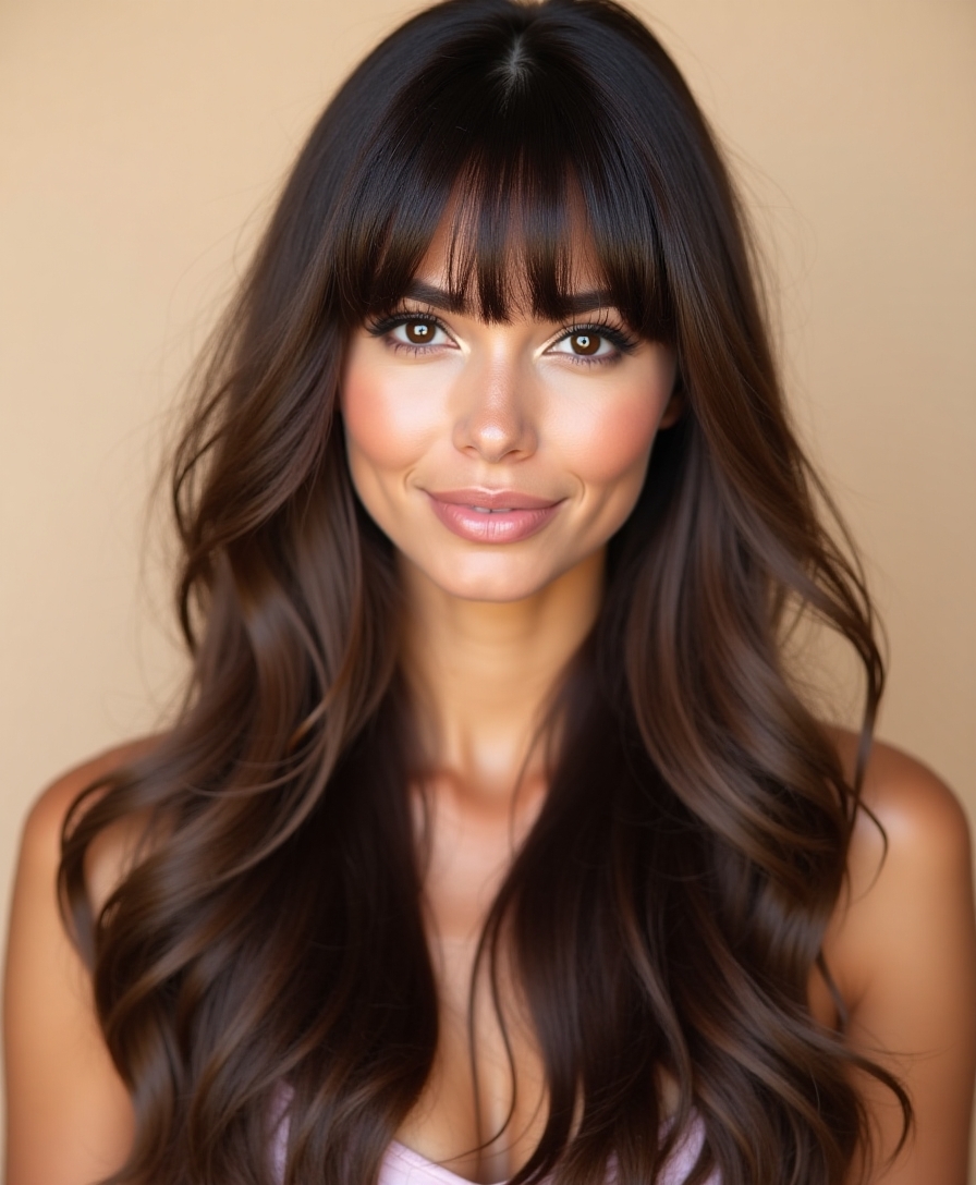elegant long bangs hairstyle