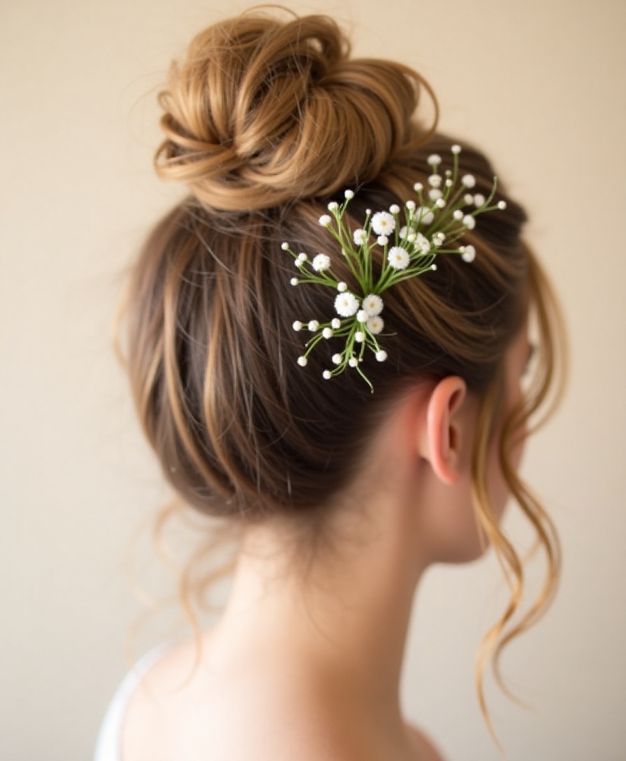 elevated messy bun styling