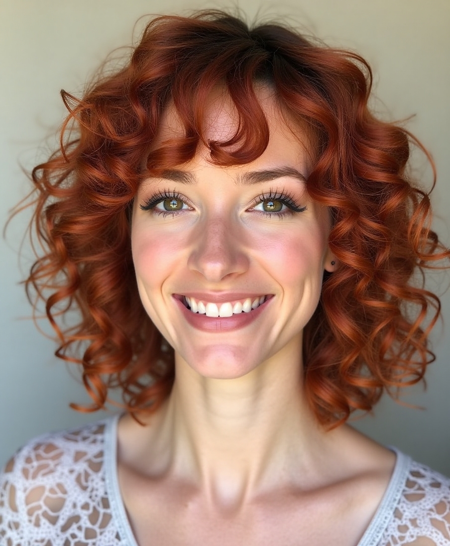Short layered cut shaped for curly and coily hair