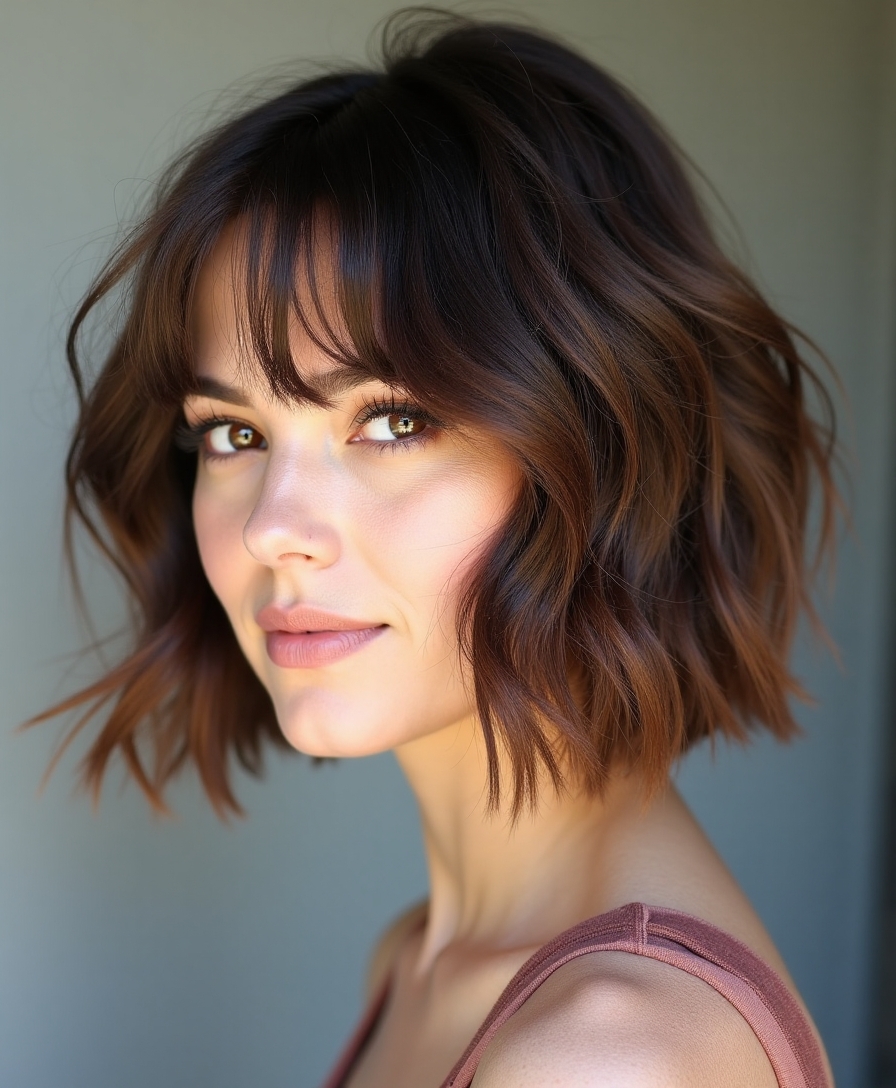 face framing textured choppy bob