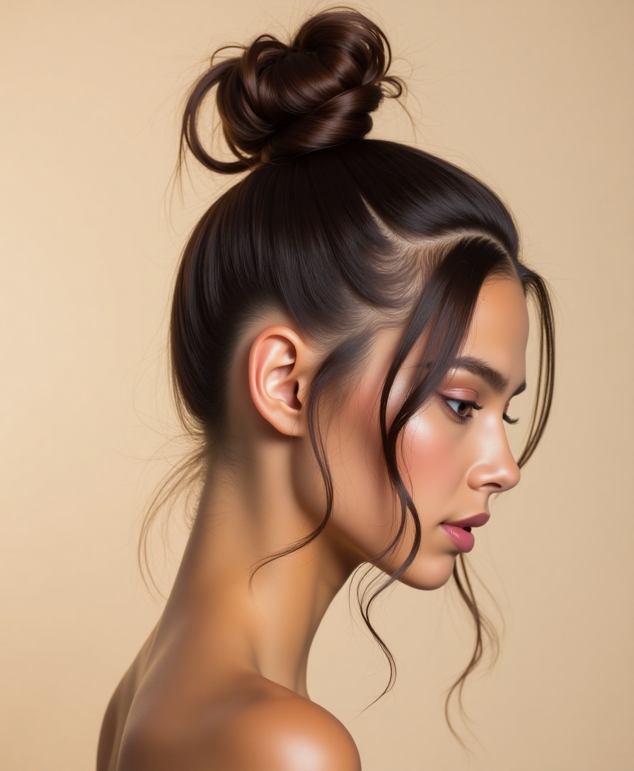 fashionable high bun transformation