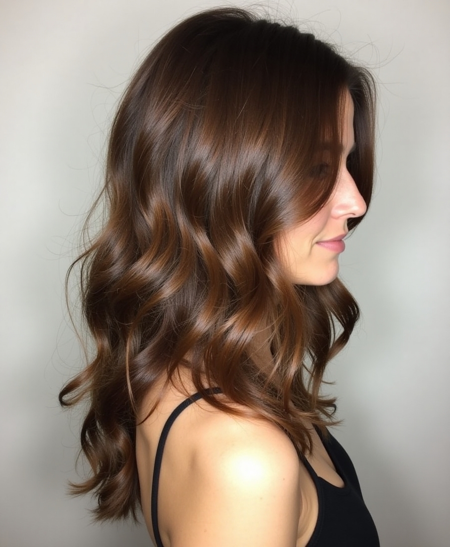 Side-swept medium-length style