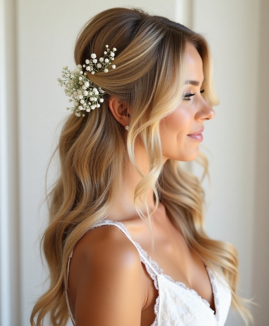 half up hairstyles with accessories
