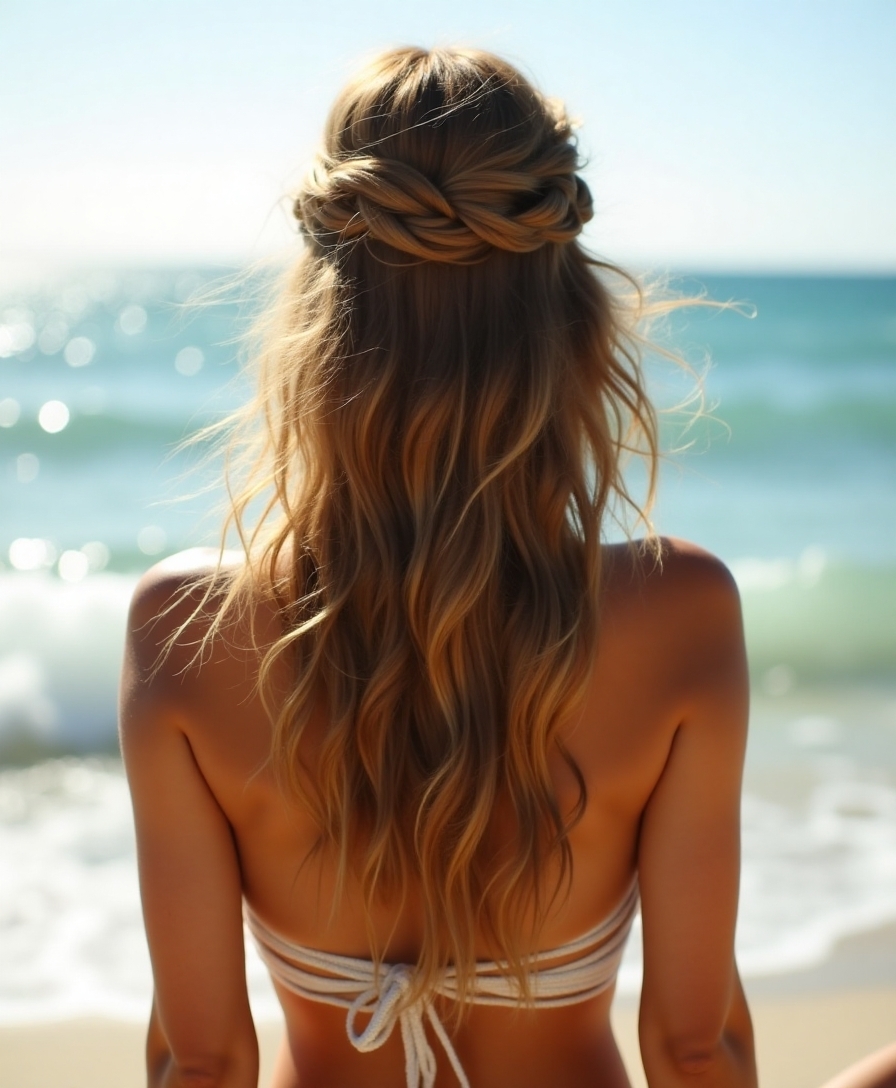 Beach half-up half-down