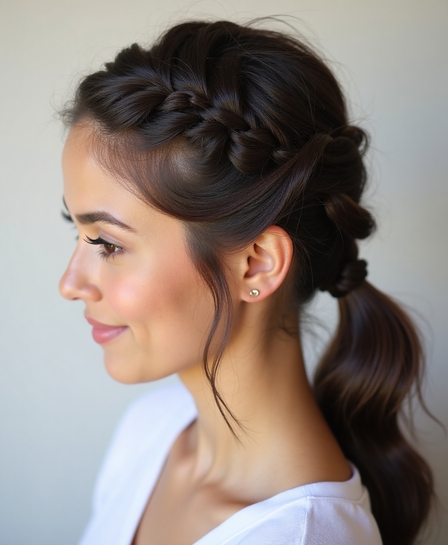 Knotted braided ponytail