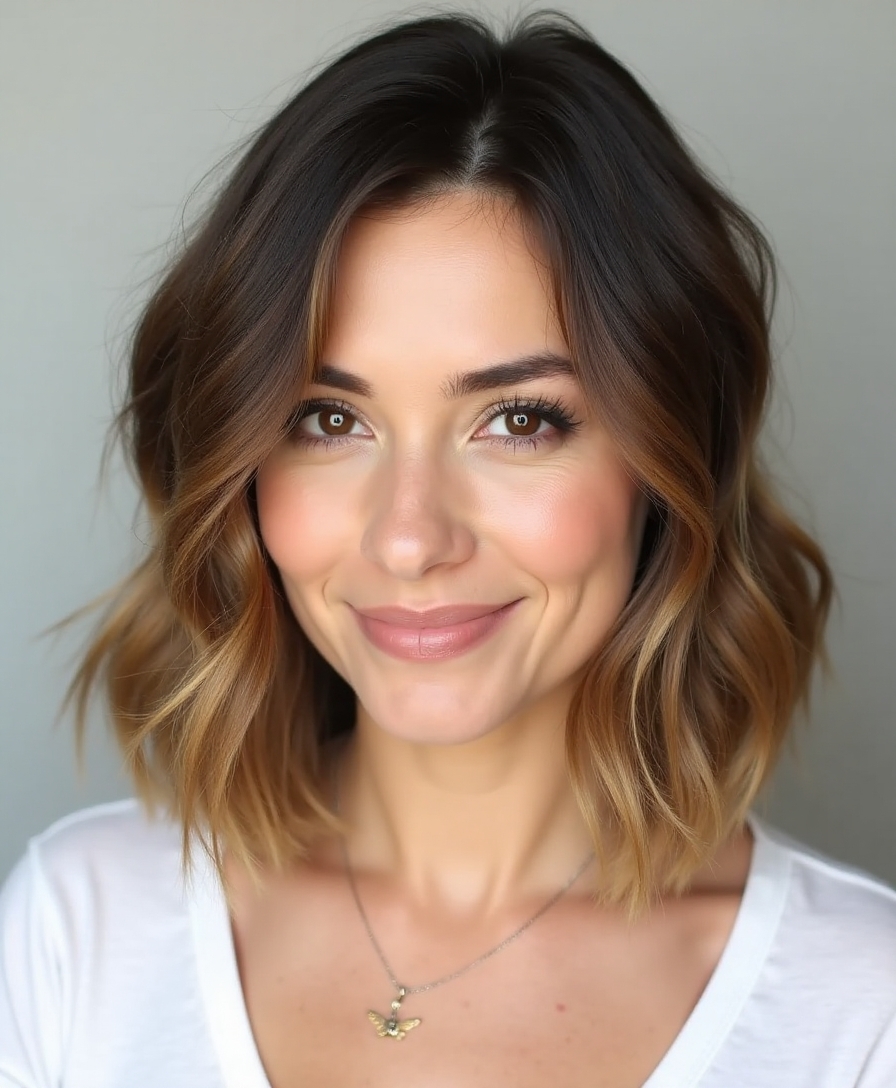 layered bob for round faces
