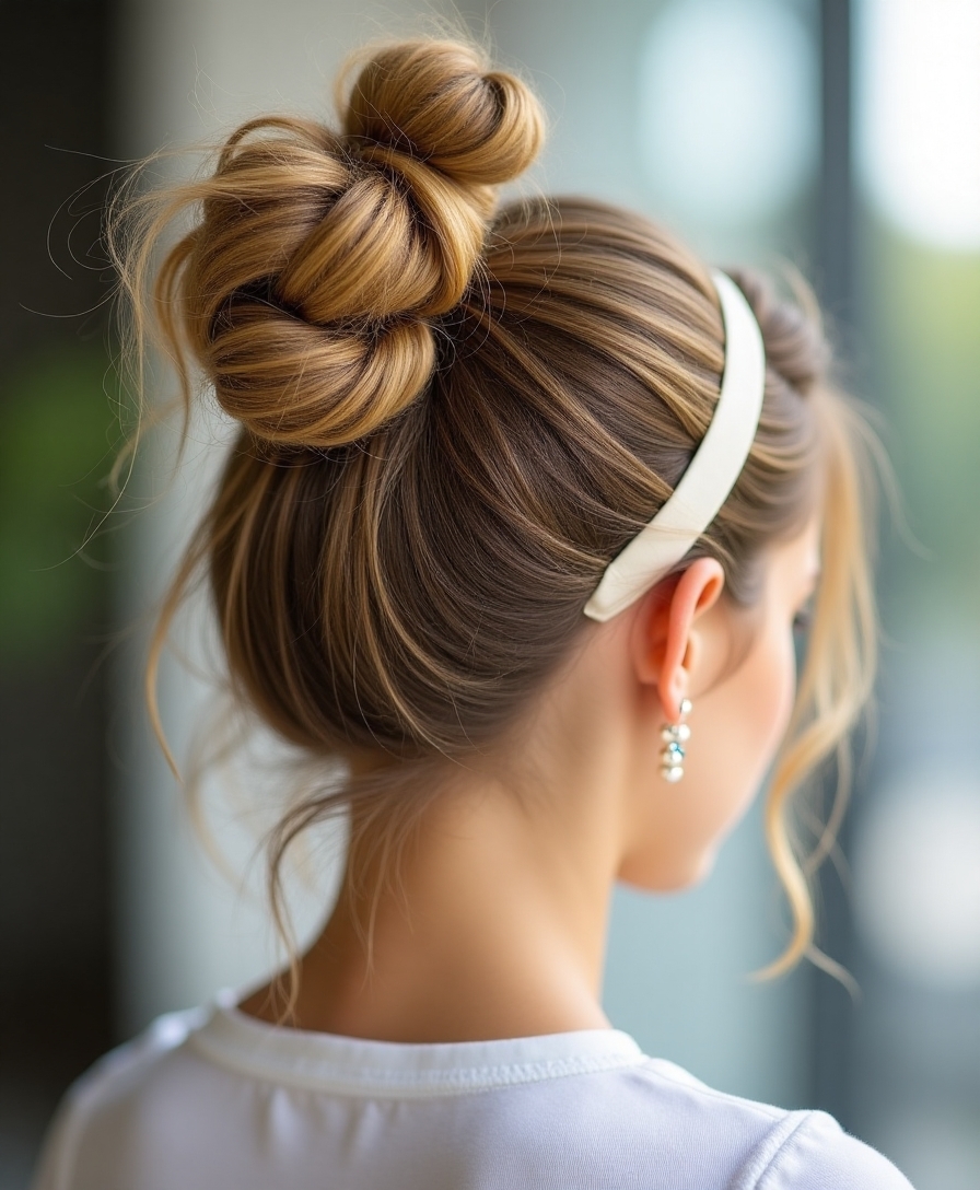 Messy bun with a headband