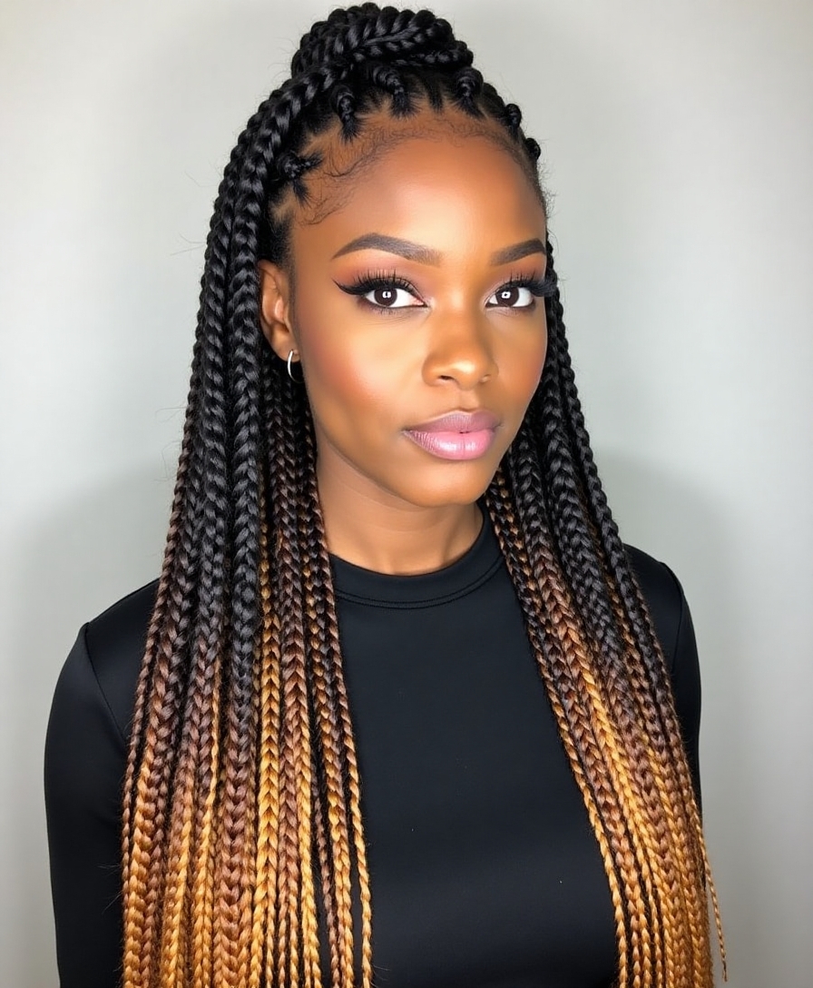 mixing cornrows and box braids
