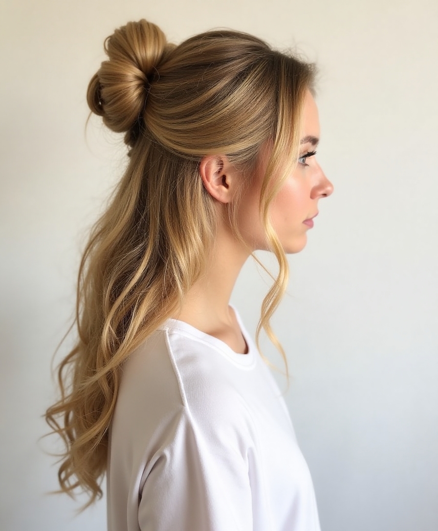 Half-up messy bun