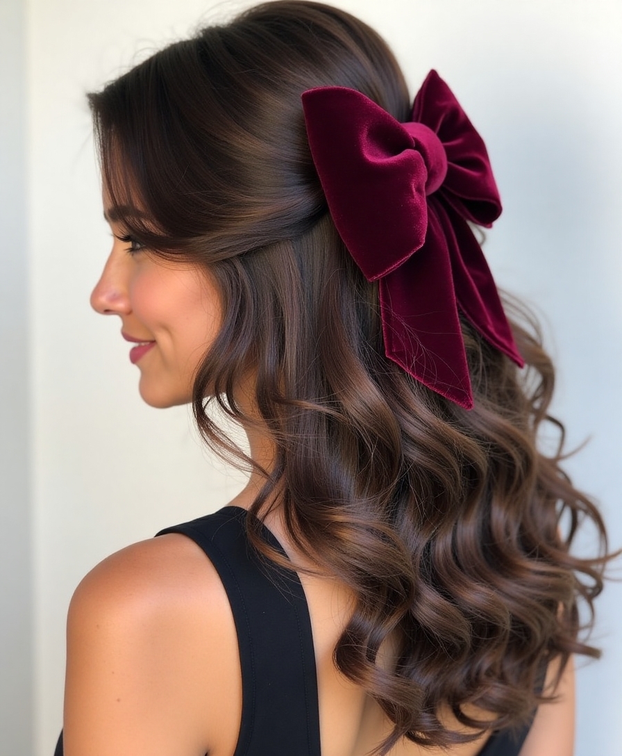 playful curled half up bow