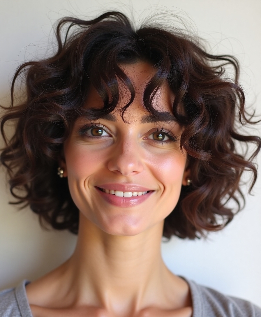 Curly choppy bob