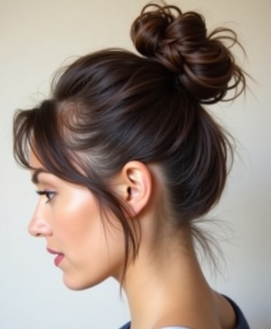 Messy bun for short hair