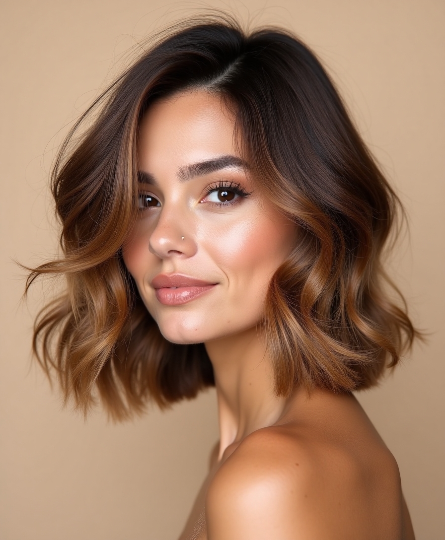 Stylist matching short layered styles to different face shapes