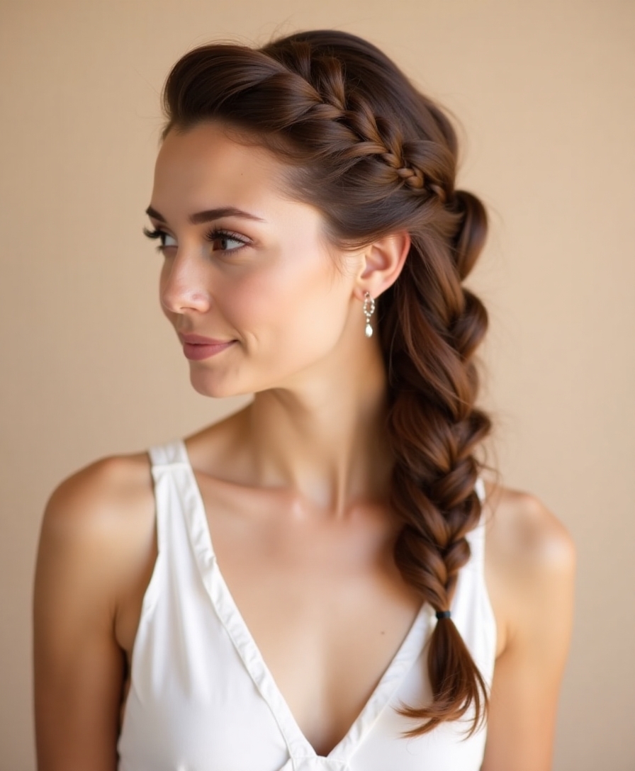 Side-swept lace braid
