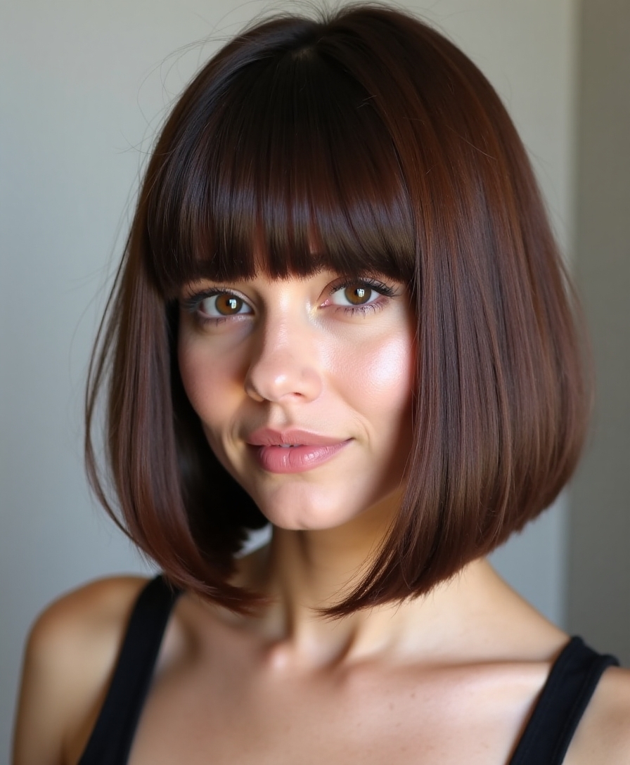 sleek jaw length bob hairstyle