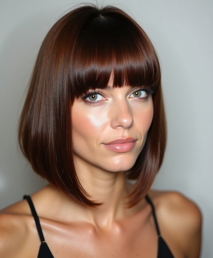 Sleek shiny blunt cut