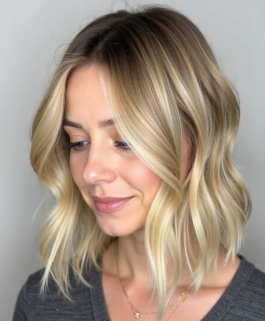 textured bob with bangs