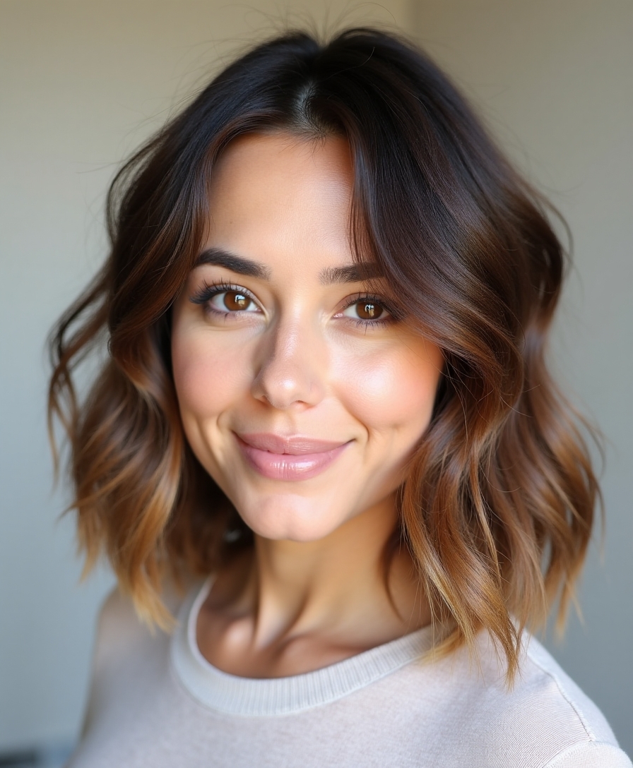 A textured shoulder-length lob with movement