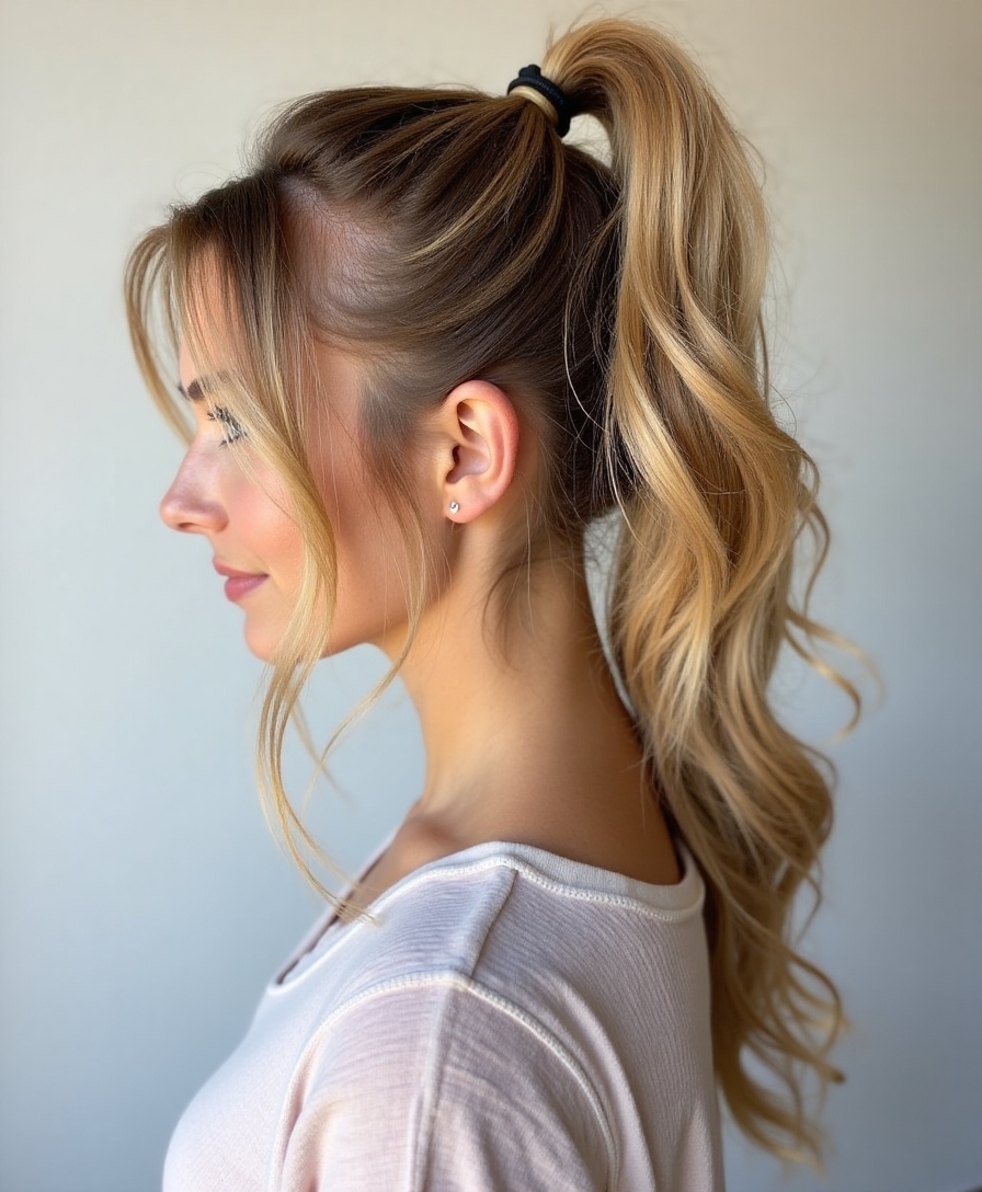 Quick textured ponytail updo