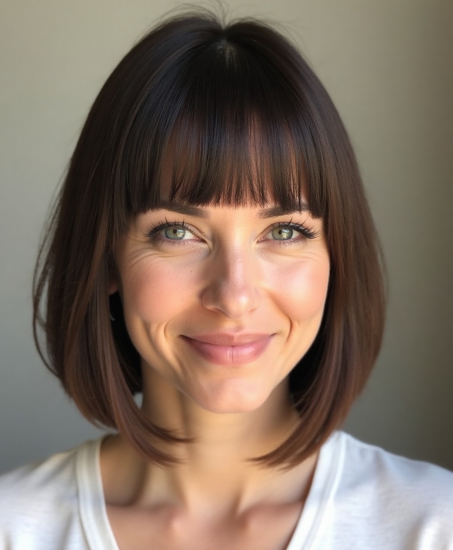 Classic blunt chin-length bob with a clean line