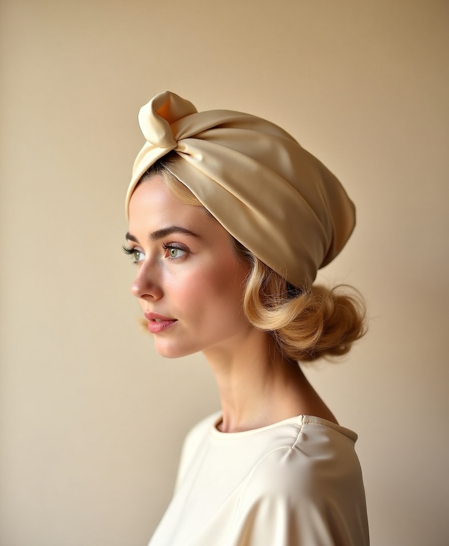 A classic side drape with a scarf