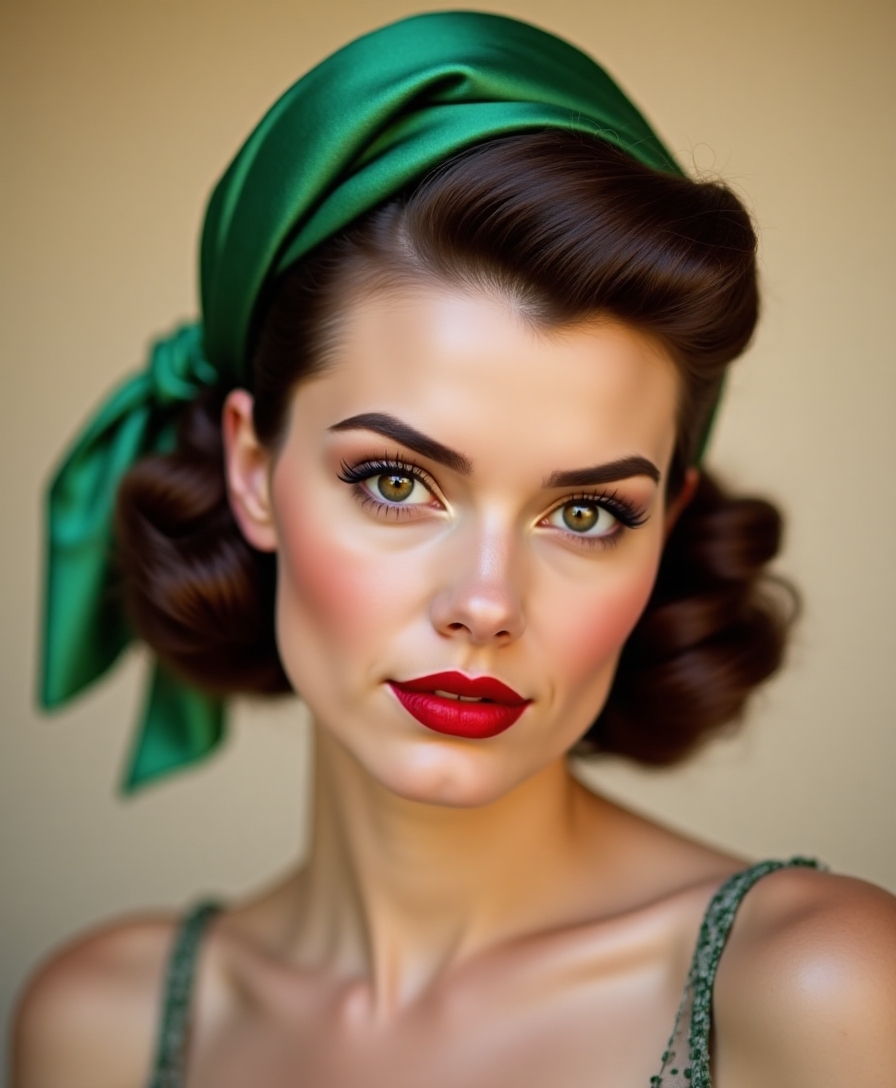 A vintage pin-up style scarf roll