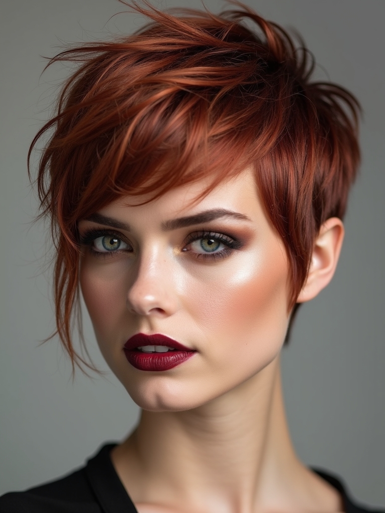 auburn pixie cut styling