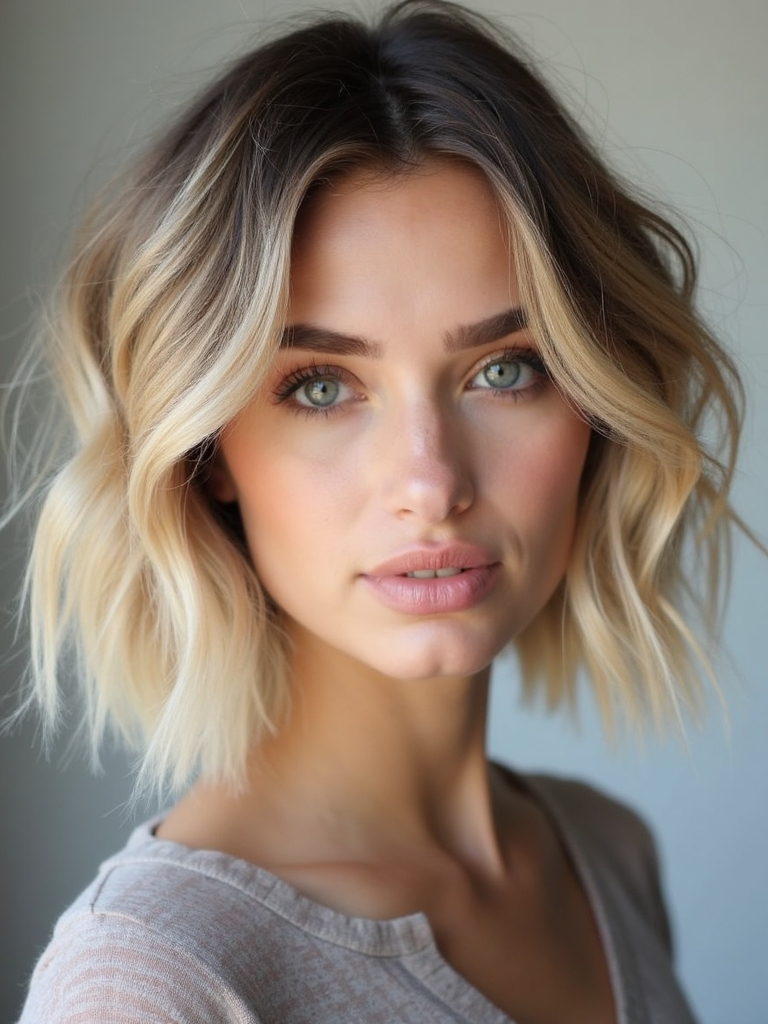 Short blonde balayage ombre