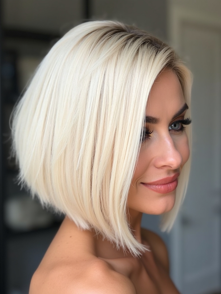 Short blonde facial features