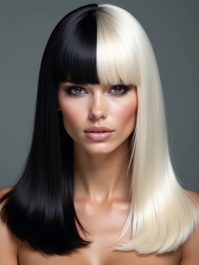 bold black blonde hairstyle contrast