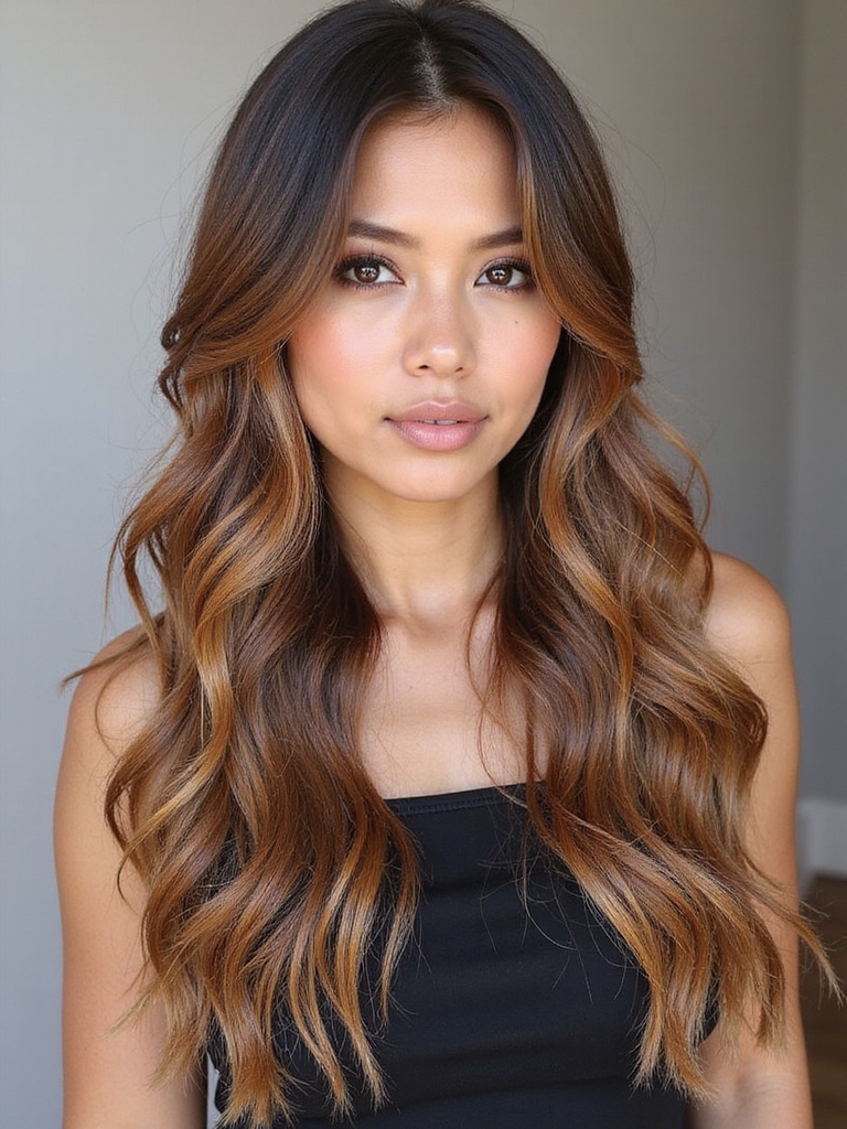 caramel highlights add warmth