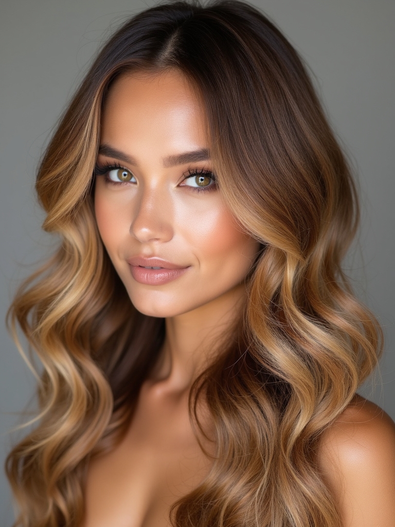 Caramel highlights golden brown