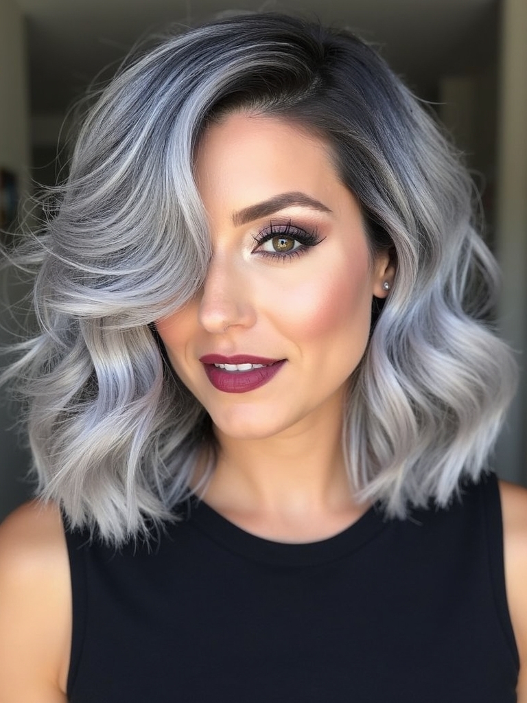 Curly gray bob