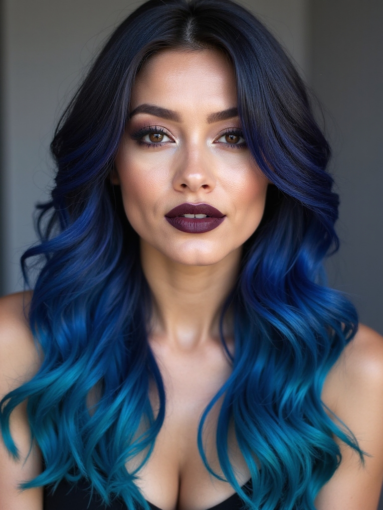 dark blue hair transformation