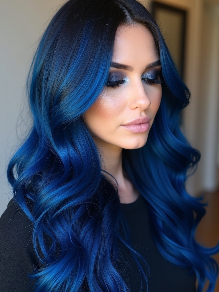 dark blue hair transformation