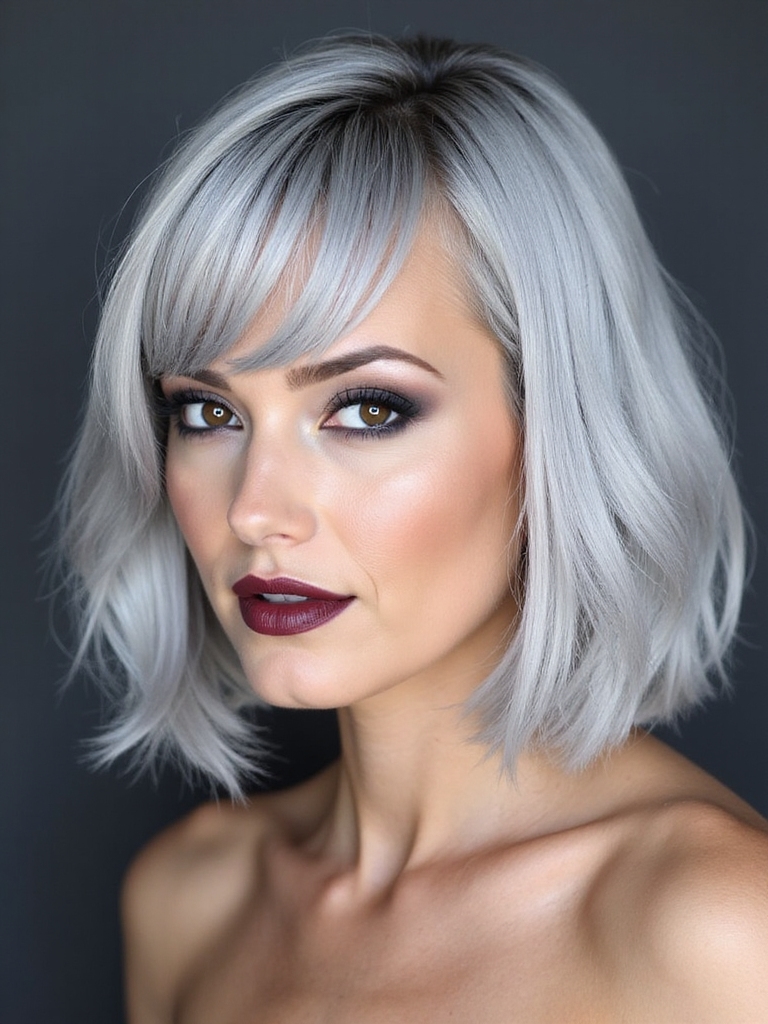 Gray long bob