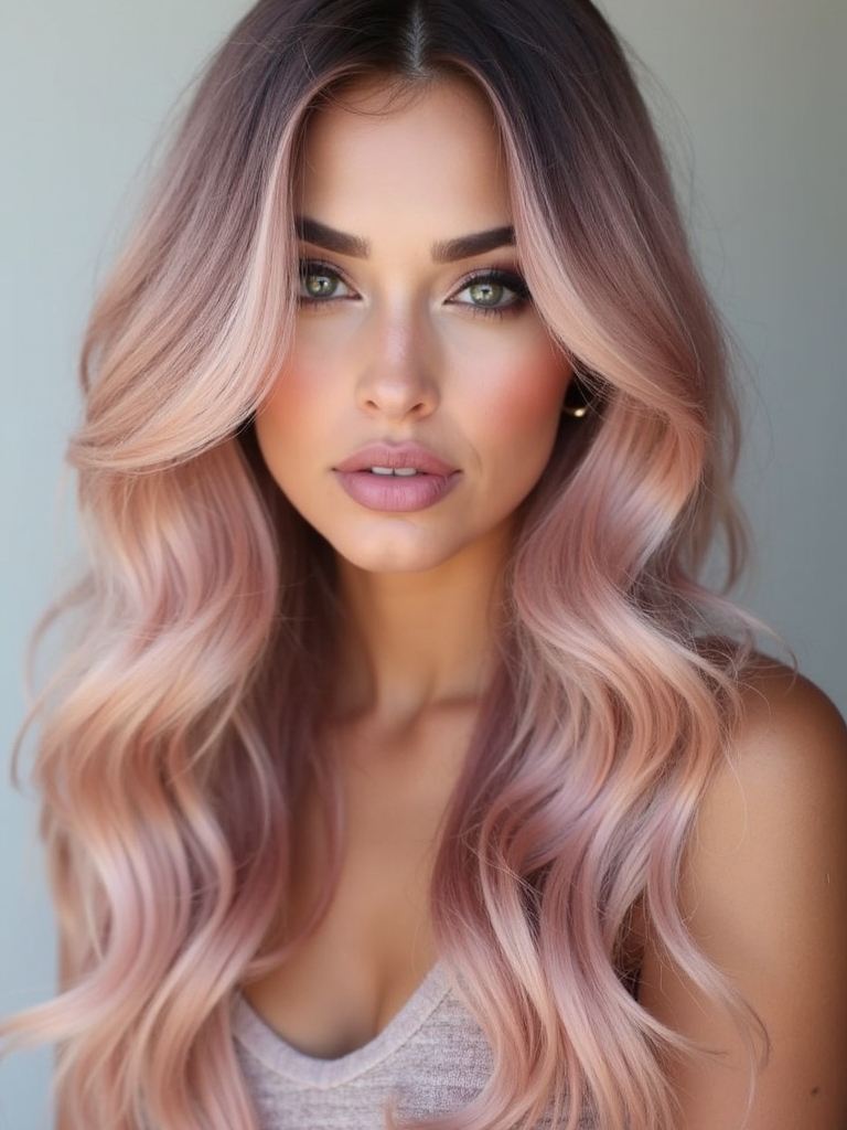 elegant rosy hair highlights
