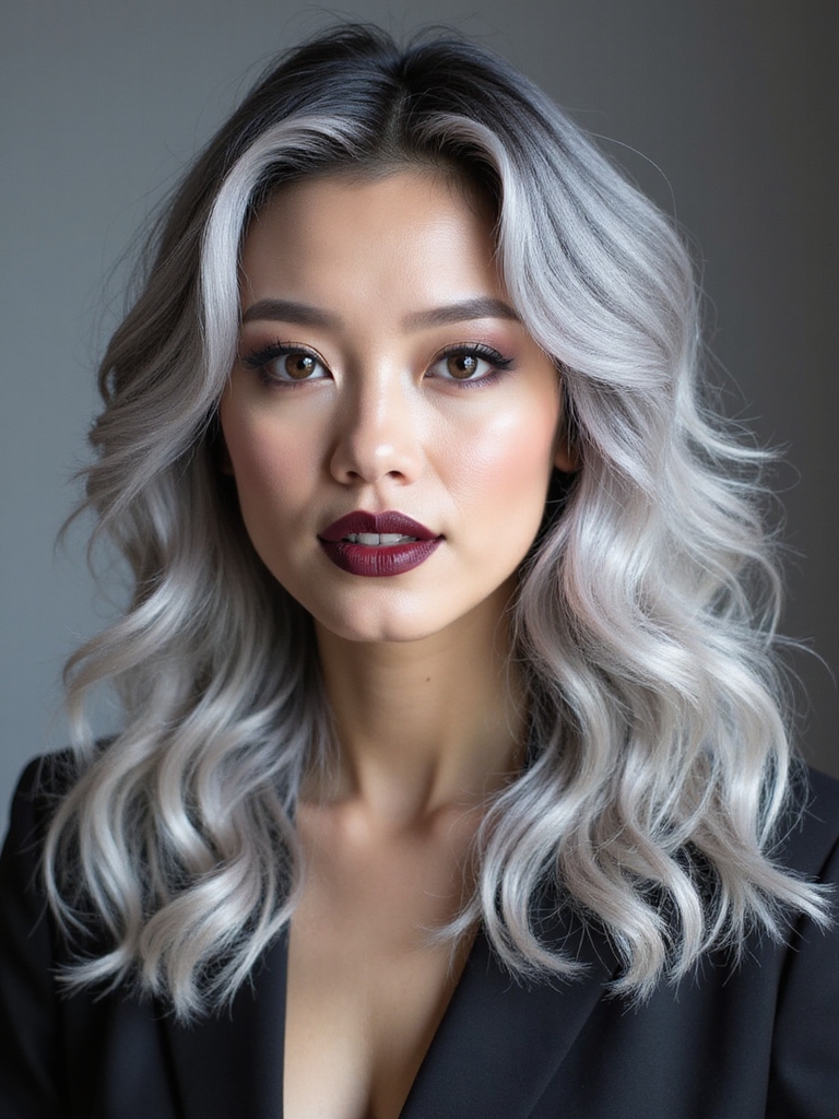 Wavy gray hair